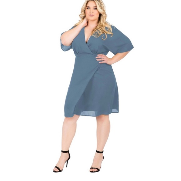 Standards & Practices Dresses & Skirts - Elegant Blue Midi Wrap Dress